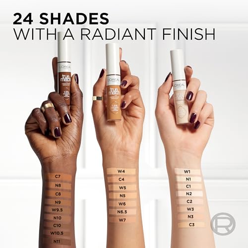 L'Oreal Paris True Match Radiant Serum Concealer, Brightening Under Eye Concealer Make Up with 1.5% Hyaluronic Acid and Caffeine, W9.5, 0.33 Oz