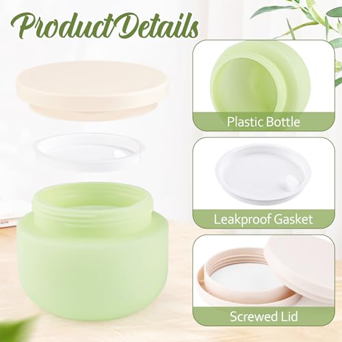 8 Pcs 8oz/250g Plastic Containers Empty Cosmetic Jars Wide Mouth Makeup Sample Storage Pot with Lid & Inner Liner for Lotion Cream Ointments Makeup Nails Paint Jewelry - Green