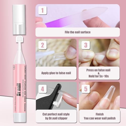 20 Pcs Nail Glue Set for Acrylic Press On Nails Tip Super Strong Glue for Fake Nails Professional Adhesive Super Bond Fast Drying Glues Long Lasting 0.07oz No Need for UV Lamp