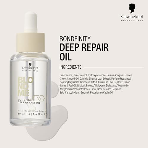 BlondMe Bondfinity Deep Repair Oil for Blonde Hair | Reduces Frizz | Heat Protection | Prevents Breakage |For Blonde, Lightened, & Grey Hair, 1.6 Fl Oz