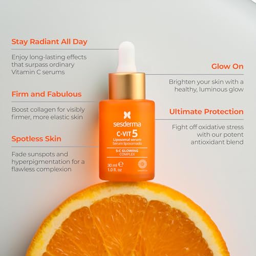 Sesderma C-VIT 5 Fusion Vitamin C Serum, Boosted Hydration, Radiant Glow, Antioxidant Defense, Targets Pigmentation, Pro Skincare Formula, 1.0 fl. Oz