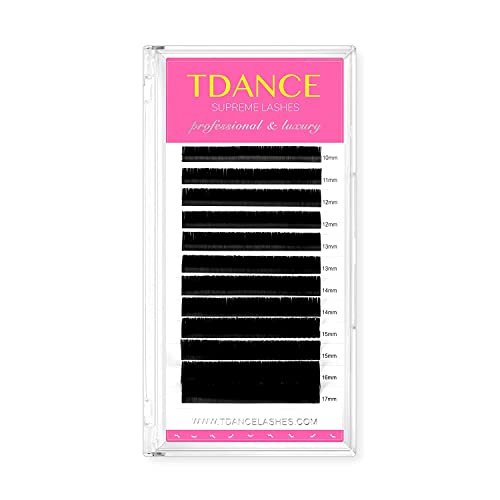 TDANCE Lash Extension Matte Black Eyelash Extension C CC D DD J B L Curl Volume & Classic Lash Extensions 0.03-0.18mm Thickness Professional Salon Use(0.05-D,10-17 mm)
