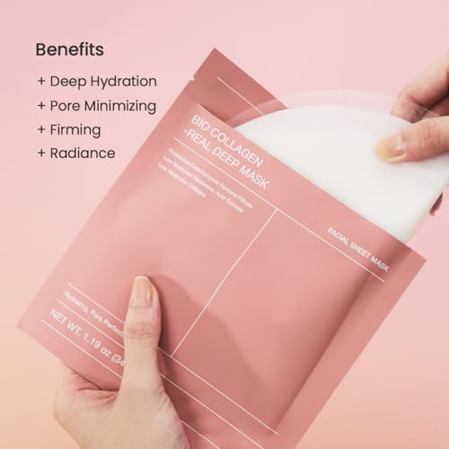 BIODANCE Bio-Collagen Real Deep Mask, Hydrating Overnight Hydrogel Mask, Pore Minimizing, Elasticity, Plumping Improvement, Korean Skincare, Stocking Stuffers for Teen Girls | 1.19oz(34g) x 4ea