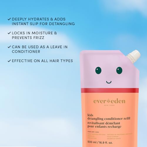 Evereden Kids Haircare Set (Refill): Hair Detangling Shampoo & Conditioner for Children Ages 3+, Plant Protein Peptides & Argan Oil, Vegan, Free from Sulfate, Paraben, Phthalate & Petrolatum