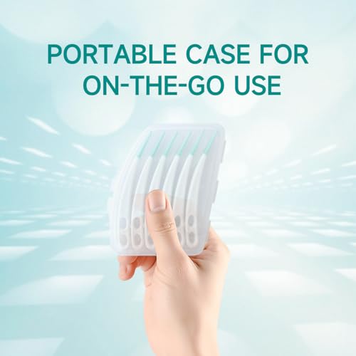 Dr. Emma Dental Picks Mint Curved Soft Rubberized Tooth Picks Easy to Use Brush Picks with Carry Case, 90Ct