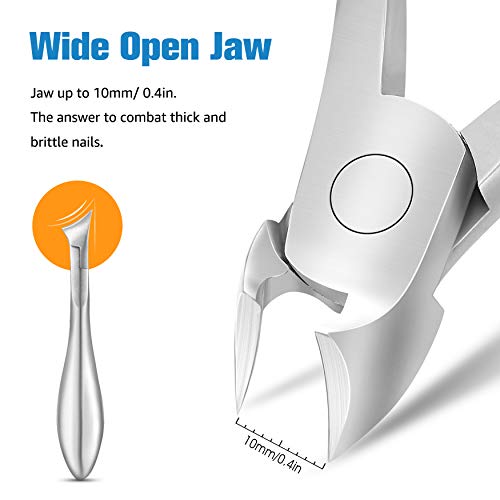 FERYES Toenail Clippers for Ingrown,Thick Toenails, 4R13 Stainless Steel Large Handle Fingernail Clipper,Nail Clipper - Silver