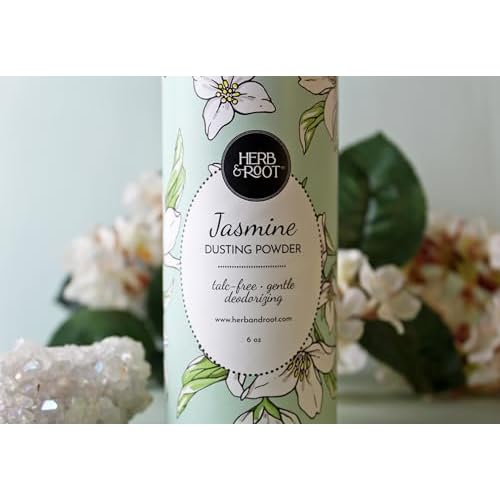 Jasmine Talc-Free Dusting Powder with Arrowroot & Oats - Soothing Body Powder for Women, Chafing, Deodorizing, Foot & Shoe Freshness