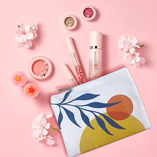 9Pcs Boho Cosmetic Bags Rainbow Retro Makeup Bag Sunshine Canvas Makeup Pouch for Purse Boho Nature Cosmetic Pouch Mid Centry Decor Travel Accessory Pouch