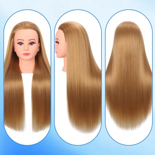 Mannequin Head with Hair for Braiding, Cosmetology Training, Hairstyling Practice - Realistic Doll Head for Beginners & Professionals
