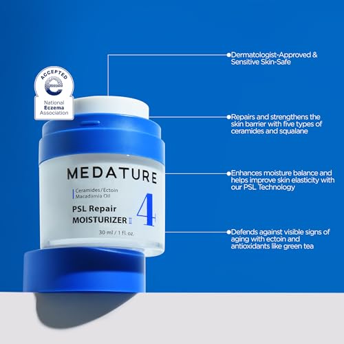 Medature PSL Repair Moisturizer II-Daily Moisturizer Face Cream with Ceramides for Dry & Sensitive Skin, Hydrates, Strengthens Skin Barrier, Calms Redness and Irritation, Anti-aging