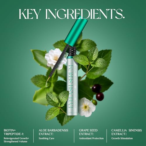 Eyelash Growth Serum: Promotes natural lash growth for longer, thicker, and stronger lashes while nourishing lash health. Vegan, cruelty-free & gentle on sensitive eyes. 3mL (2-month supply)