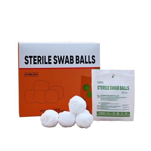 Sterile Cotton Balls for Medical Use, 100% Nonwoven Balls for Sensitive Skin, Sterile Individually Packaged, Size XL (16 Pack/Box)