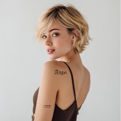 Sassy Script Temporary Tattoos | Y2K Gothic Words and Angel Numbers | Realistic Waterproof Fake Tats | Angel, Brat, Princess, Babygirl, Diva