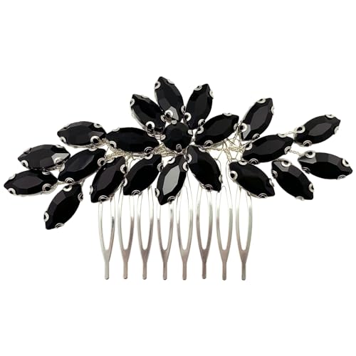 BETITETO Bridal Crystal Hair Piece Rhinestone Wedding Small Hair Comb Accessories for Women Girls (Black)