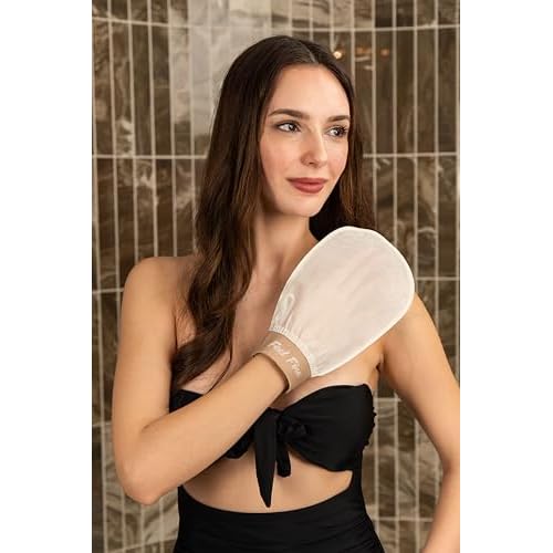 Feel Fine Turkish Exfoliating Mitt Set ? 100% Raw Silk Hammam Kese Glove for Men & Women | Handcrafted Turkish Skin Peeling Scrubber Bath & Sauna Exfoliator (Feel Fine)
