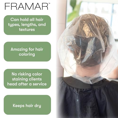 FRAMAR XL Processing Caps For Hair Color - Disposable Shower Caps For Women, Hair Coloring Cap, Processing Cap Disposable, Salon Essentials ? No Elastic Trim ? 50 Count