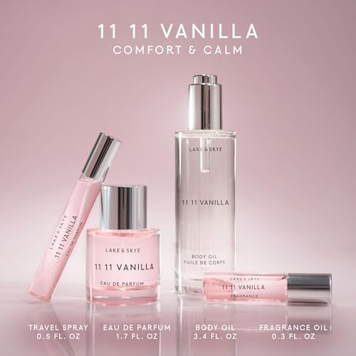 Lake & Skye 11 11 Vanilla Eau de Parfum 100mL - Long Lasting - Vanilla, Cashmere, Dreamy, Cr?me, Skin Musk, Clean, Vegan, Paraben-Free, Cruelty-Free