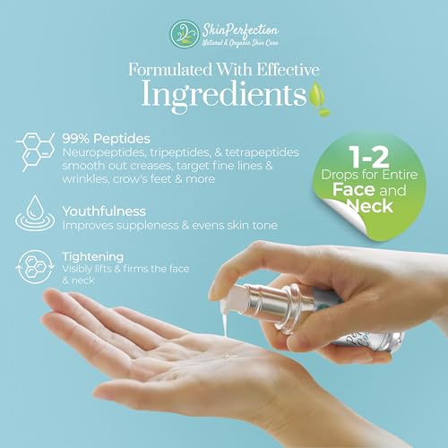 Skin Perfection Face Serum for Anti-aging 99% Potent Peptides 8x Matrixyl 3000 Pentamide 6 Syn Coll Snap 8 Reduce Wrinkles Lift Tighten Firm Anti-aging Serum for Women and Men