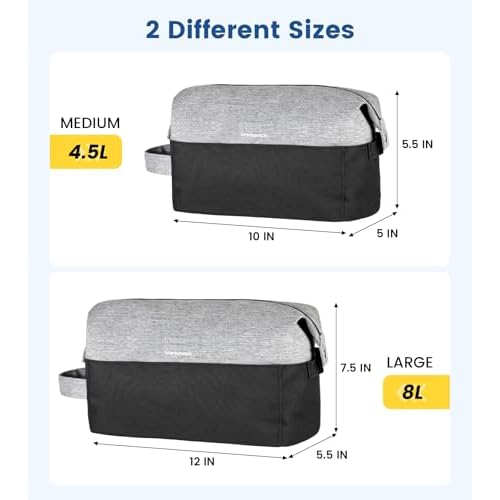 Vorspack Lightweight Travel Toiletry Bag - Water Resistant Travel Bag for Toiletries, Cosmetics, Accessories, Gifts for Men - Black