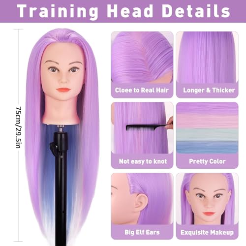 Mannequin Head, TopDirect 29" Hair Mannequin with Cosmetology Hair Doll Head to Practice on Styling Hairdressing Training Braiding with Clamp Holder & Tools for Women Girls