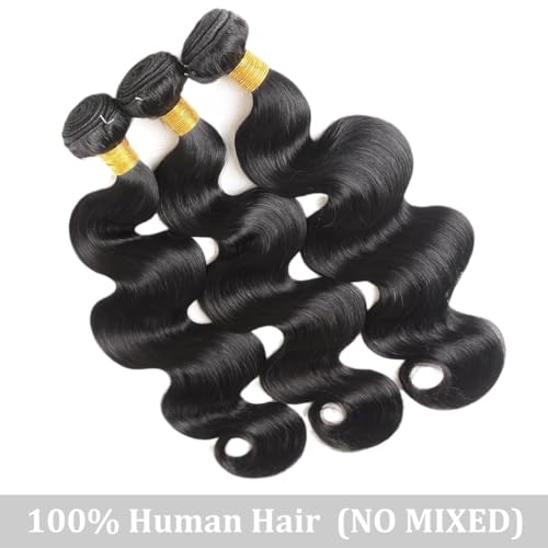 Human Hair Bundles Body Wave 16 18 20 Inch 100% Unprocessed Brazilian Body Wave 3 Bundles Human Hair Extensions for Women Quick Weave Natural Color