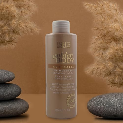 Om She Aromatherapy Golden Body Shimmering Bronzing Lotion 7.0fl oz - Self Tanning, Instant Tan Colour. Australian Made.