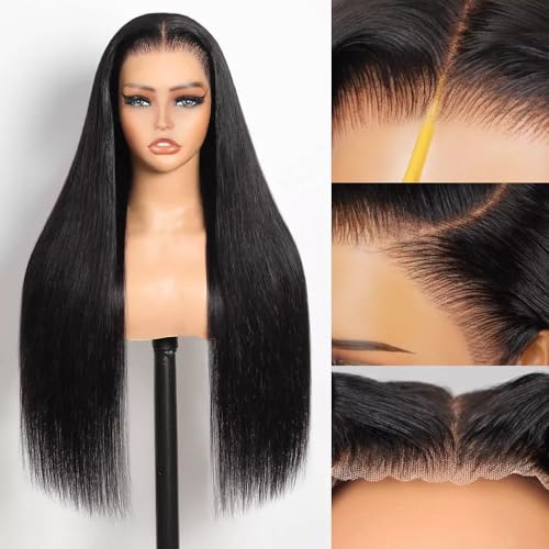 HD Transparent Straight Lace Front Wigs Human Hair Pre Plucked Pre Cut 200 Density Straight Frontal Wigs For Women Glueless Straight Lace Front Wig (13x6 Straight Lace Front Wigs Human Hair, 24 Inch)