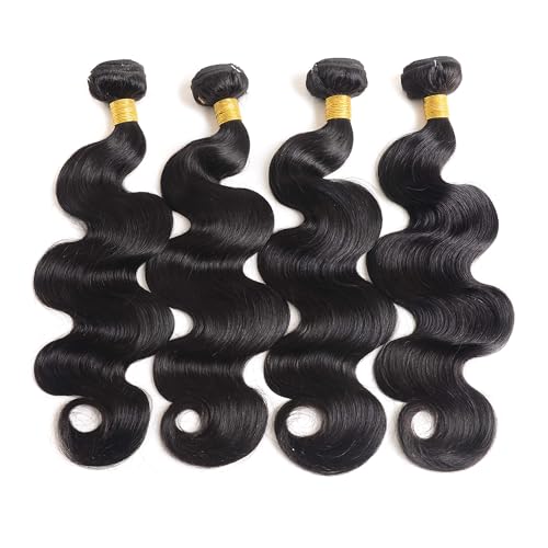 Human Hair Bundles 18 20 22 24 Inch Body Wave Bundles Human Hair 100% Unprocessed Brazilian Virgin Hair Bundles 4 Bundles Human Hair Natural Black Human Hair Extensions Bundles for Women