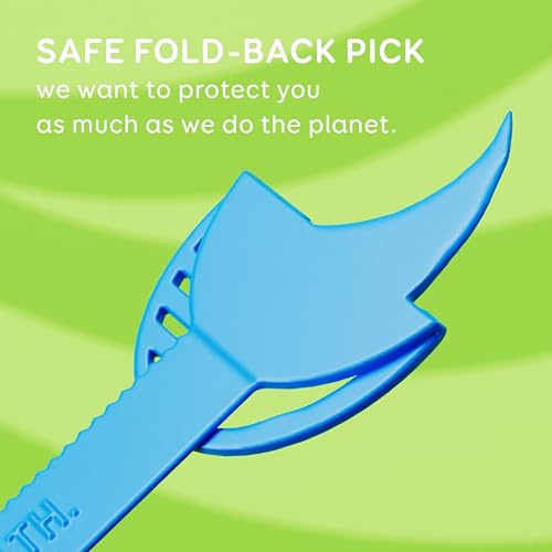 GRIN Tongue Cleaner Strap, 48 Count, Disposable Tongue Cleaner, Hygienic Dual Edge Scraper, Recycled Plastic, Clean Tongue, Healthy Tongue, Promote Fresh Breath, Includes Safe Fold- Back Tooth Pick