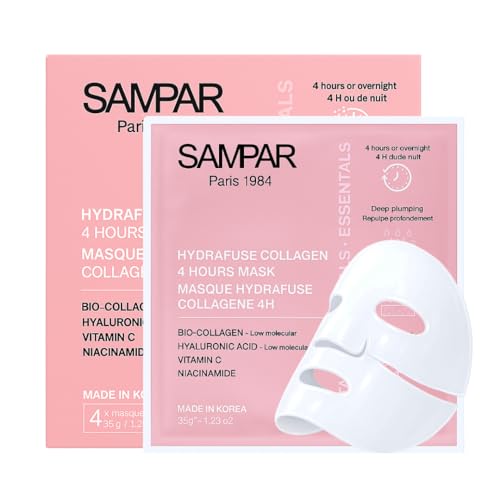 Sampar Hydrafuse Collagen 4 Hours or Overnight Mask ? Korean Skincare for Radiant, Smooth Skin | Anti-Aging Face Mask with Ultra-Potent Collagen to Reduce Wrinkles, Tighten Pores & Boost Glow (4-Pack)
