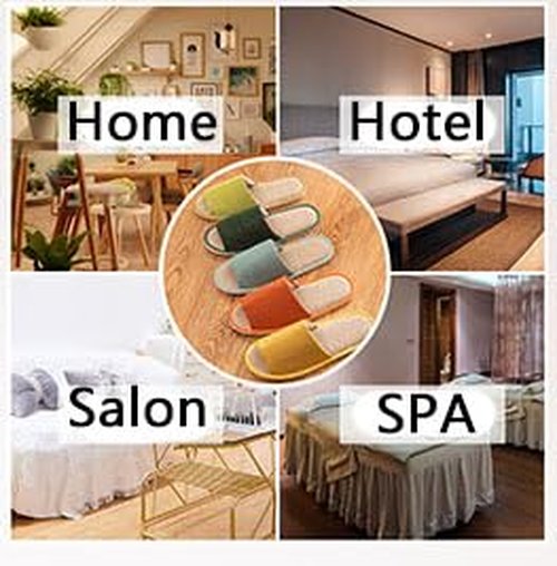 CYlovinho 5-6 Pairs Spa Slippers, Non Slip Disposable Open Toe Slippers for Guest, Washable Reusable Linen slippers for Women Men, House, Indoor, Bathroom, Bedroom, Hotel, Medium-Large