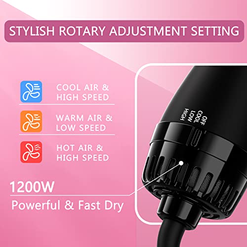 Hair Dryer Brush Blow Dryer in One, 4 in 1 Styling Tools Blow Dryer with Ceramic Oval Barrel, Hair Dryer and Styler Volumizer, Hot Air Straightener Brush for All Hair Types