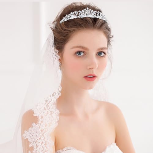 TOBATOBA Silver Tiara Crowns for Women Girls Wedding Tiara Princess Tiara for Wedding Prom Quinceanera Birthday Crown Halloween Hair Accessories
