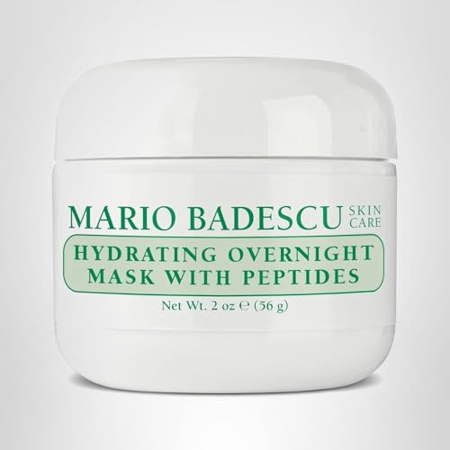 Mario Badescu Hydrating Overnight Mask with Peptides for All Skin Types | Anti-Aging Sleep Mask that Hydrates | Formulated with Palmitoyl Pentapeptide-4 and Palmitoyl Tetrapeptide-7| 2 fl OZ