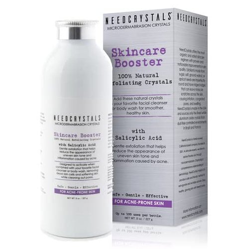 NeedCrystals Microdermabrasion Crystals, DIY Face Scrub with Salicylic Acid. Natural Facial Exfoliator Improves Scars, Blackheads, Pore Size, Blemishes & Skin Texture. 8 oz