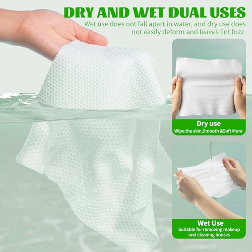 Disposable Face Towels 100 Count, Biodegradable Facial Towels for Sensitive Skin, Ultra Soft & Thick Face Cloth, Lint- free Dry Wipes for Makeup Remover, Skincare and Cleansing