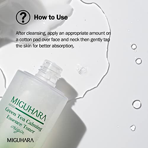 [MIGUHARA] Green Tea Calming Essence Toner Origin 200ml / 6.76 Fl Oz | Facial Toner, Hydrating Toner, Skin Recovery, Calming Toner | All Ingredients Graded EWG Green