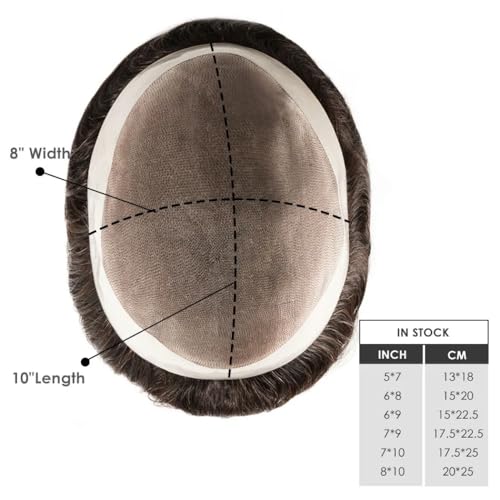 Toupee for Men Human Hair Mens Toupee Mono Base with NPU Around Hair Units Curly Wave Mens Wigs Toupee Hair Real Human Replacement System for Man Freestyle Natural Wig #1B Off Black (6x9")
