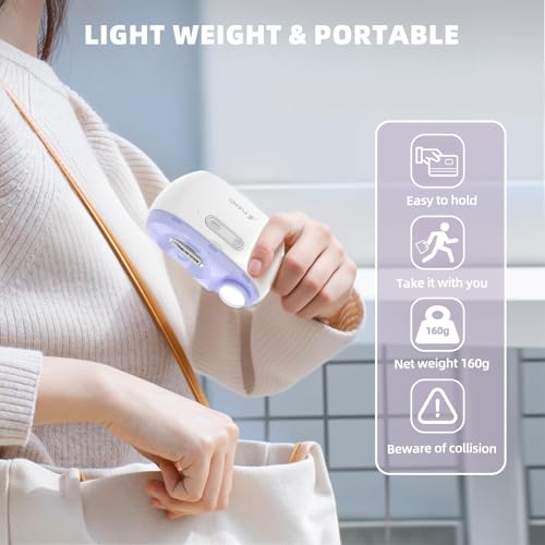 Electric Nail Clipper, Electric Nail Trimmer Suitable for Children, Adults, and Elderly, Automatic Nail Clipper with 2 Adjustable Speeds, Nail Clippers with LED Light and Chip Storage Box, Purple-002