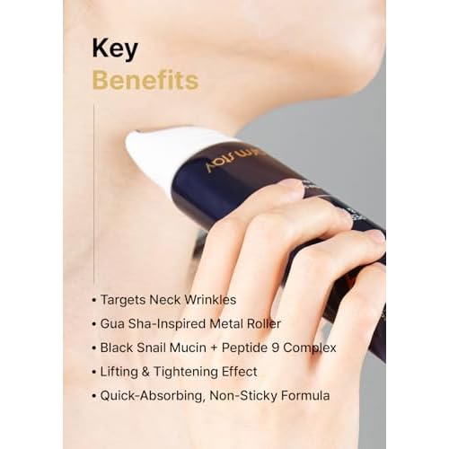 Farmstay Black Snail & Peptide 9 Perfect Facial & Neck Roller Serum ? Firming & Lifting, Deep Hydration & Skin Elasticity, Snail Mucin & 9 Peptides for Youthful Glow & Smooth Skin, 100ml