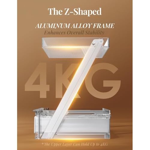 Z-Shaped Bathroom Countertop Organizer ? 2-Tier Vanity Organizer with Sliding Tray & Drawer for Skincare, Makeup & Perfume ? Acrylic Storage for Dresser, Office or Desk