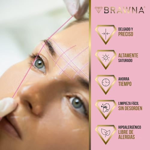 BRAWNA 30 Meters White and Pink Eyebrow and Lip Mapping String - Brow Measuring Tool - PMU Supplies - Microblading Kit - Brow Lamiantion and Henna Supplies - 4 pack