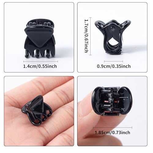 Cobahom 150PCS Extra Small Claw Clips for Thin Thick Hair, Super Mini No-Slip 0.55 Inch Tiny Hair Clips for Hair Styling, Small Hair Accessories for Women Girls, Brown, Black, Clear