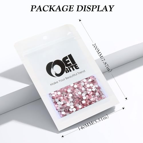 Pink Flatback Rhinestones, Glass Rhinestones for Nail Art and Craft, Glue Fix, Loose Crystal Gemstones(Pink, SS20, 2880pcs, 4.6-4.8mm)