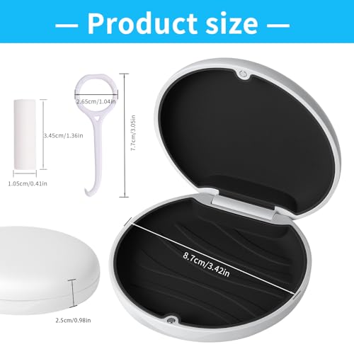 Aligner Case, Slim Retainer Box for Travel, Retainer Case Compatible with Invisalign Aligners, Brace Storage Box with Aligner Removal Tool and Chew,Purple