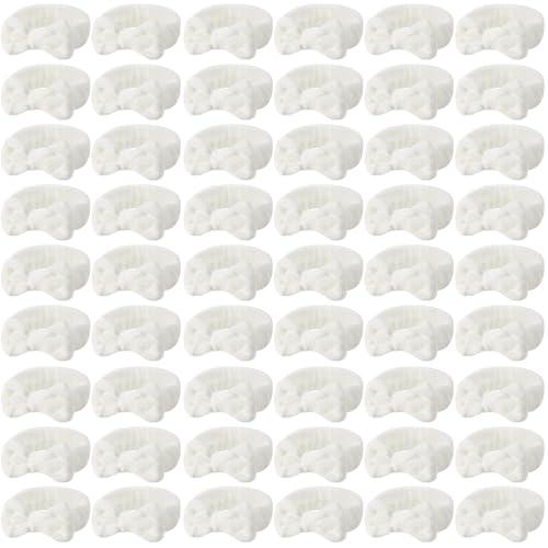 Tigeen 52 Pieces Spa Headband for Washing Face Bulk Soft Coral Fleece Skincare Headband, Bow Makeup Cosmetic Hairband Fluffy Shower Spa Essentials for Girls Women Slumber Supplies(White,Solid Series)