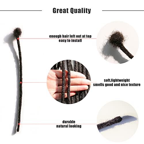 IXIMII 0.4cm Dreadlock Extensions Human Hair 100 Strands 8 inch Full Handmade Permanent Loc Extensions Natural Black Dreads with Needle and Comb for Men Women Kids,Can Be Dyed Bleached Curled