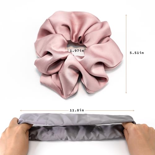 Large Silk Satin Scrunchies for Women Girls- Sleeping Big Jumbo Cute Scrunchy Perfect for Thick Curly Hair | Ideal Gift for Women - 5 Pack (Multicolor B, Large)
