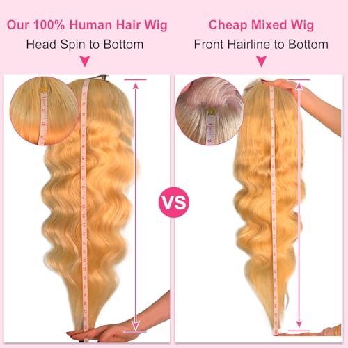 30 Inch 613 13x6 Lace Front Wig Human Hair 200% Density Blonde Body Wave Lace Front Wigs Human Hair Pre Plucked 613 Blonde HD Lace Frontal Wigs