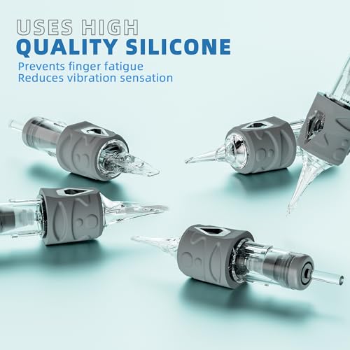 50Pcs Tattoo Cartridge Needles, Professional Assorted Kit (#12 Standard) - Mixed RL, RS, M1 & RM Sizes with Safety Membrane & Finger Ledge Grip for All Standard Rotary Tattoo Pen Machines